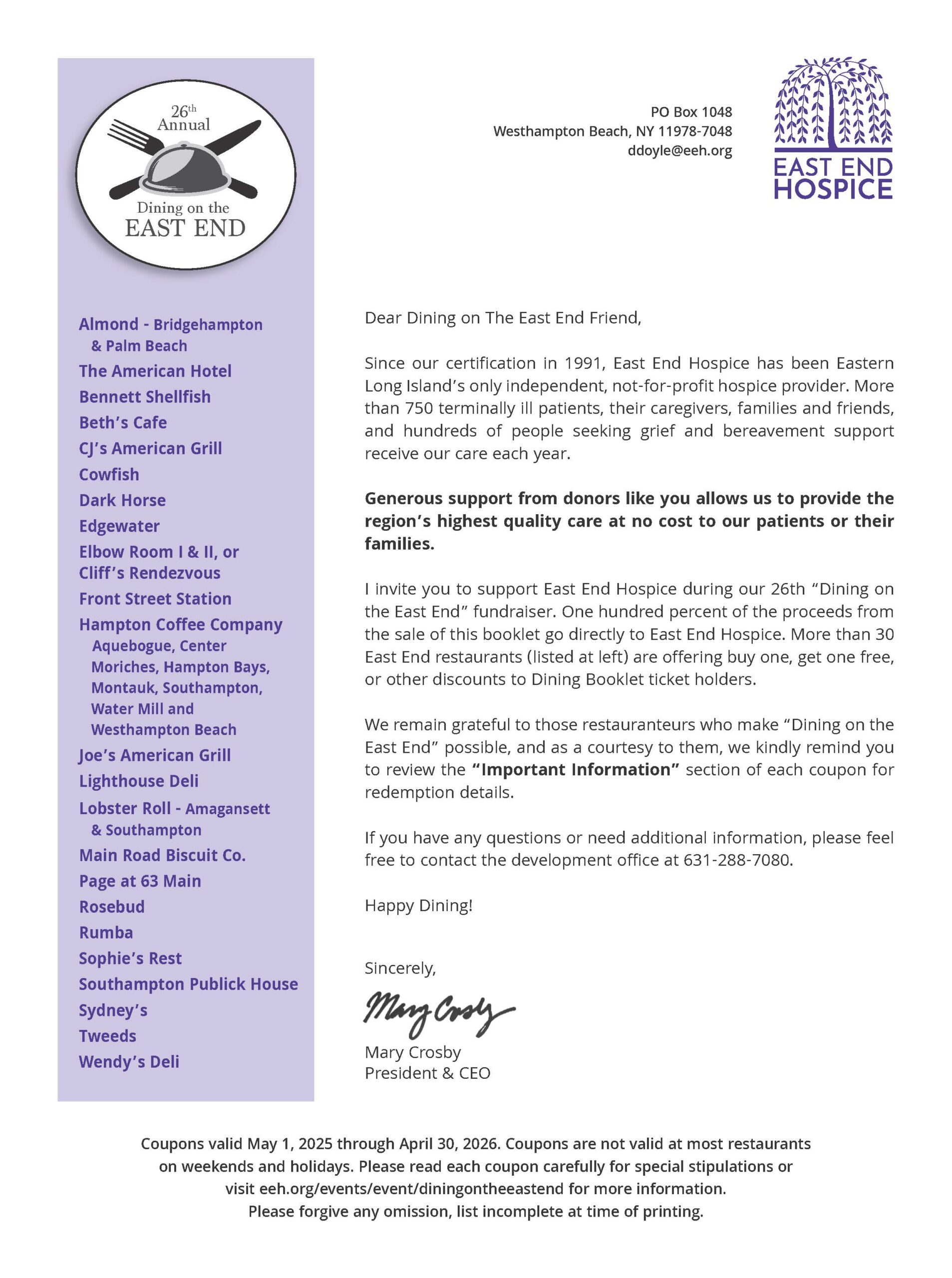 Dining on The East End | East End Hospice, image size:1907x2560